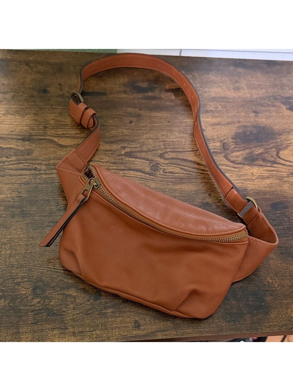 Classic Tan Faux Leather Fanny pack hip bag crossbody